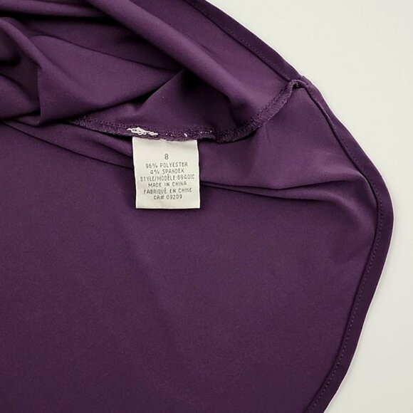 Cleo Petite Formal V Neck Sleeveless Dress Purple Ruched Waist Drapy Size 8 - Picture 5 of 13
